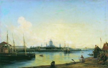 smolny as seen from bolshaya okhta 1851 Alexey Bogolyubov cityscape city scenes Oil Paintings